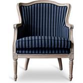 Charlemagne Accent Chair in Black & Gray Striped Fabric & Wood